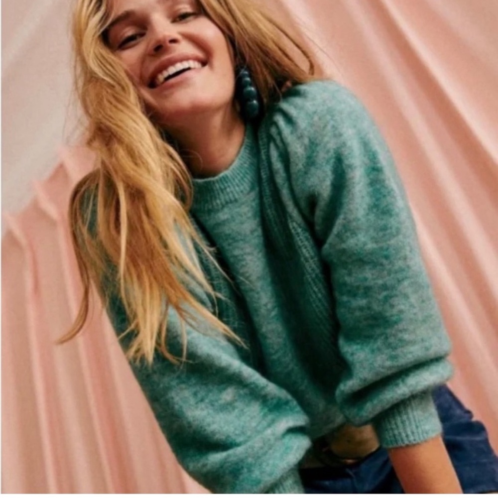 Sezane Green Crew Neck Sweater
